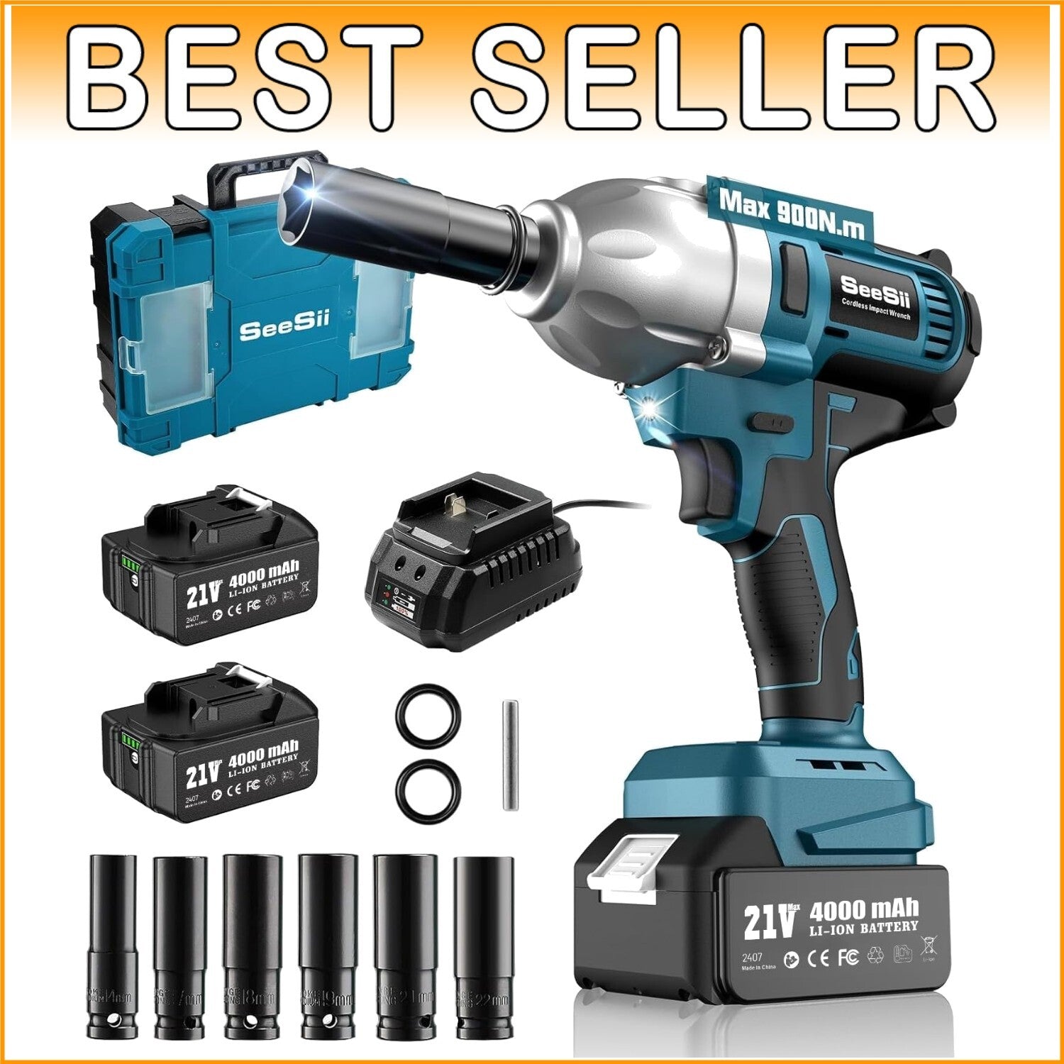 Efficient 665 FT-LBS Impact Wrench with 4.0Ah Batteries and Tool Storage Case