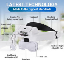Load image into Gallery viewer, Hands-Free Head Magnifier with 1X-14X Magnification - Perfect for Jewelry Making