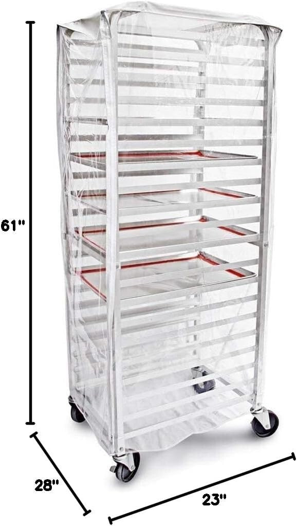 Clear PVC Commercial-Grade Sheet Pan Rack Cover - 20-Tier, 28x23x61 Inches