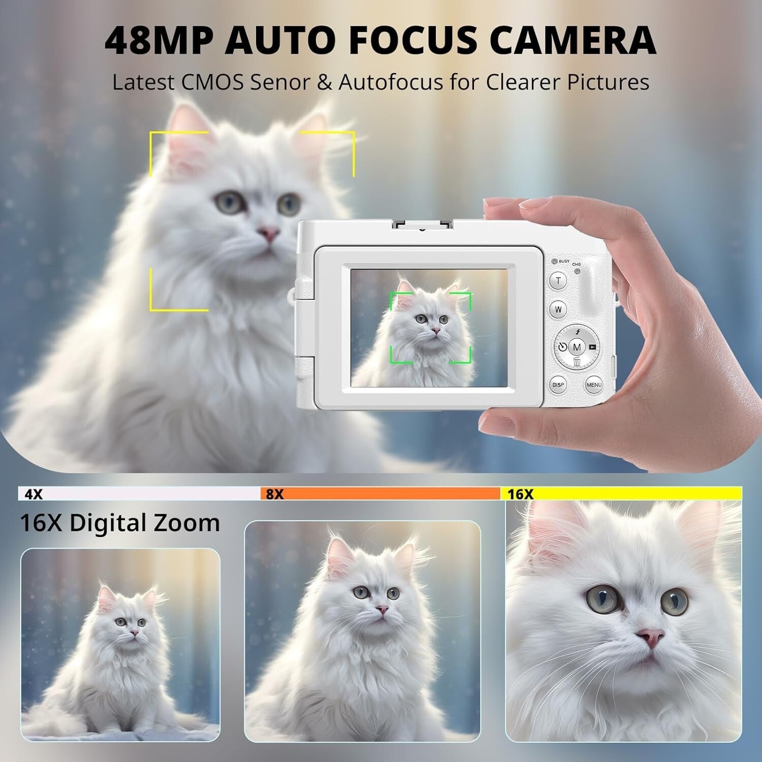 2024 4K Digital Camera with 48MP and 180° Flip Screen - Perfect for Vlogging