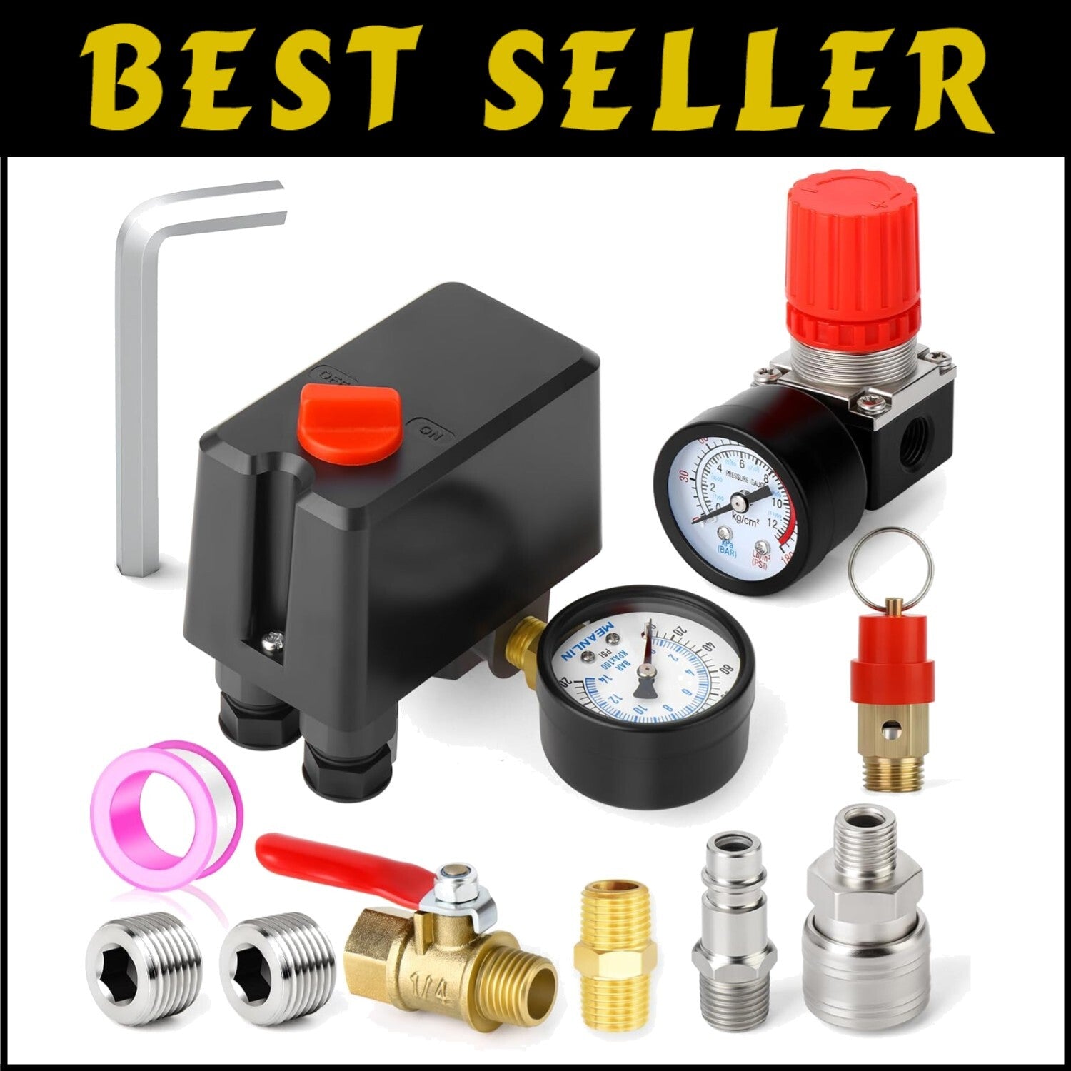 Replacement Air Compressor Pressure Switch Control Valve 120-150 PSI with Reg...