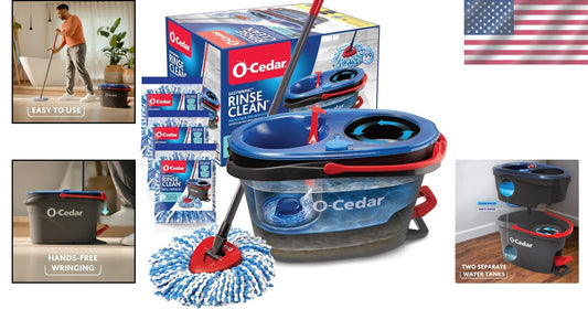 EasyWring RinseClean Spin Mop Set with 360° Bucket & 3 Extra Refill Heads