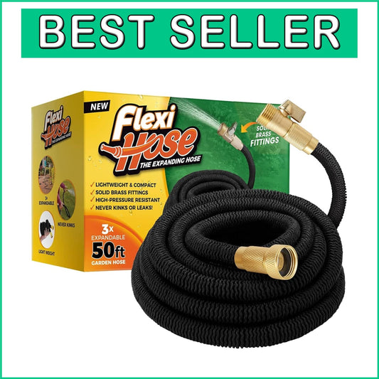 Durable 50ft Water Hose with Heavy-Duty Brass Connectors - Perfect for Gardening