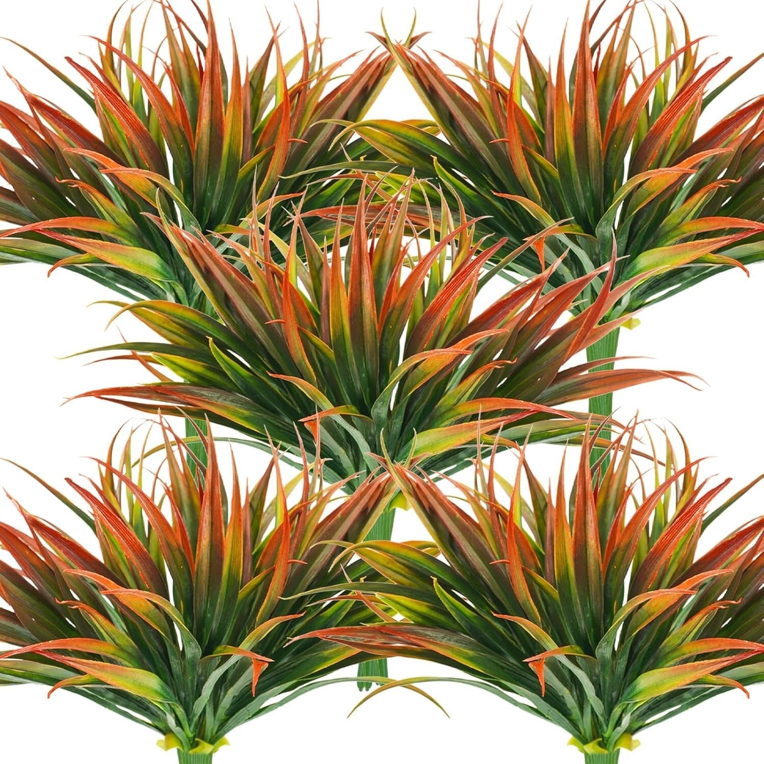 32Pcs UV Resistant Lush Faux Plants - Red Plastic Grass for Indoor/Outdoor Décor