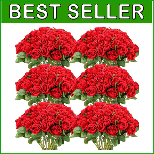 Durable & Flexible 50 Pcs Red Artificial Roses - Stunning Indoor/Outdoor Decor
