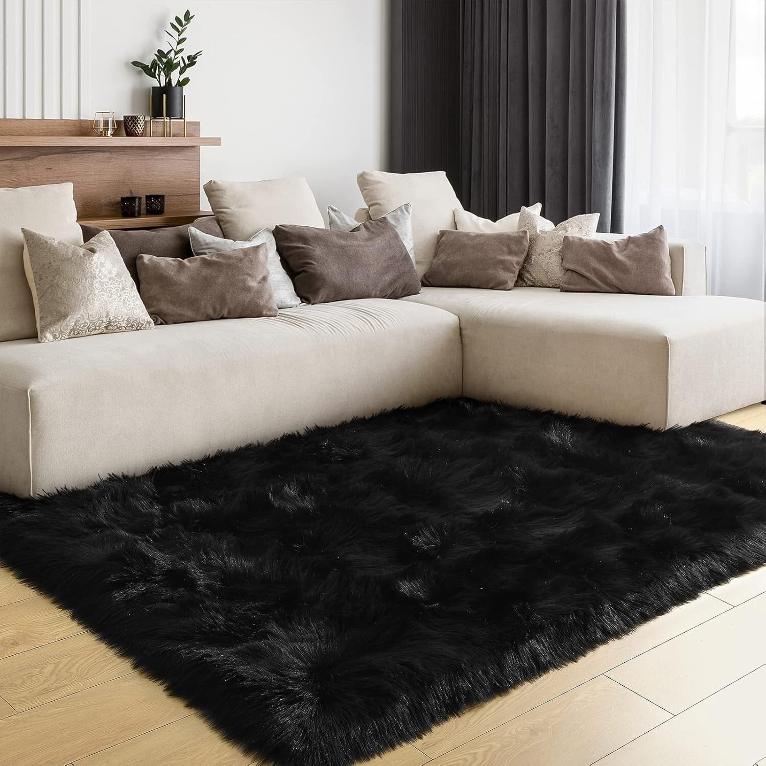 Cozy White Faux Fur Area Rug 3x5 Feet - Machine Washable and Soft for Home Decor