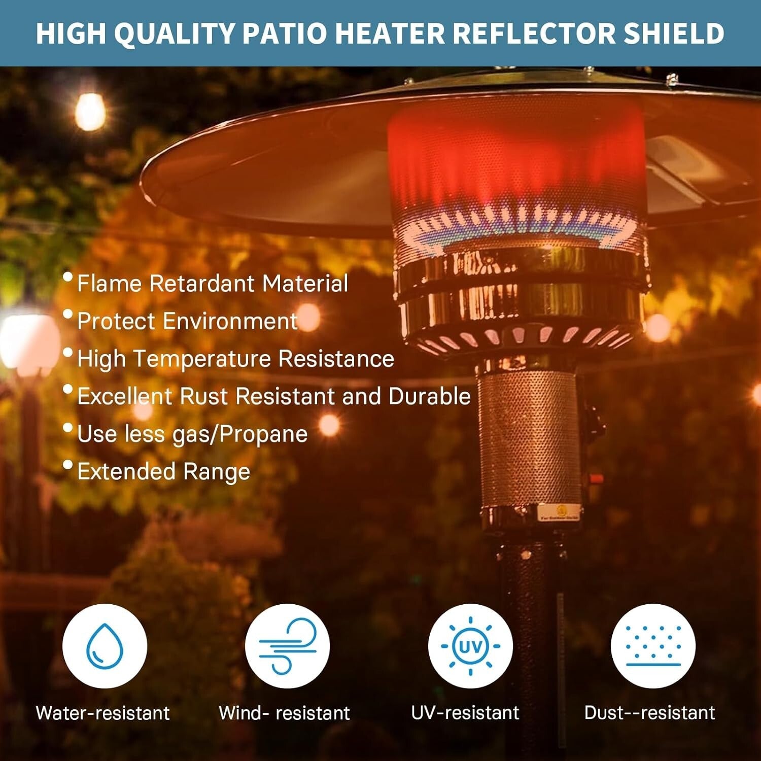 Universal Fit Aluminum Patio Heater Reflector Shield - Easy Installation, 33"