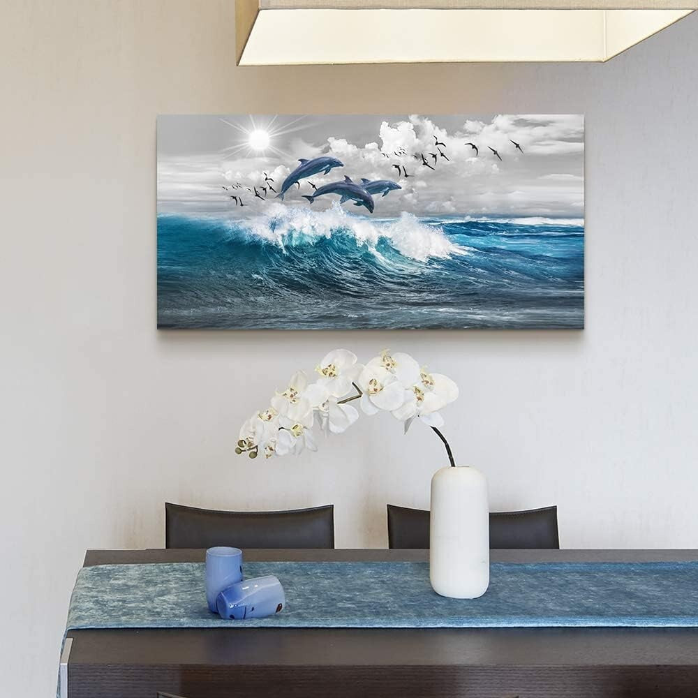 Elegant 40'' x 20'' Blue Sea Canvas Art - Perfect Wall Décor for Home or Office