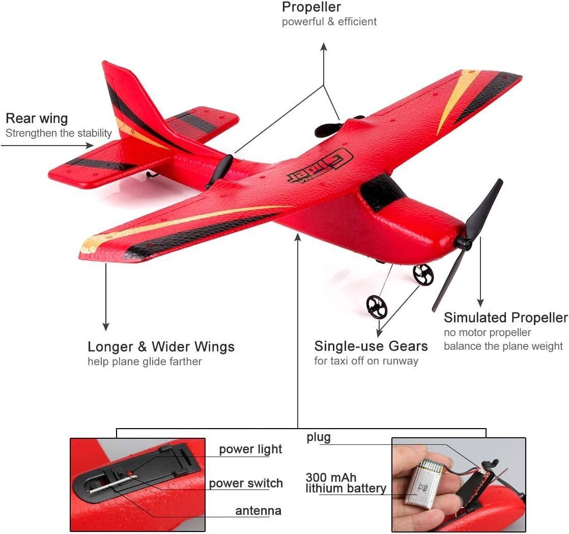 Beginner-Friendly Remote Control Airplane - 2.4GHz & Self-Stabilization System