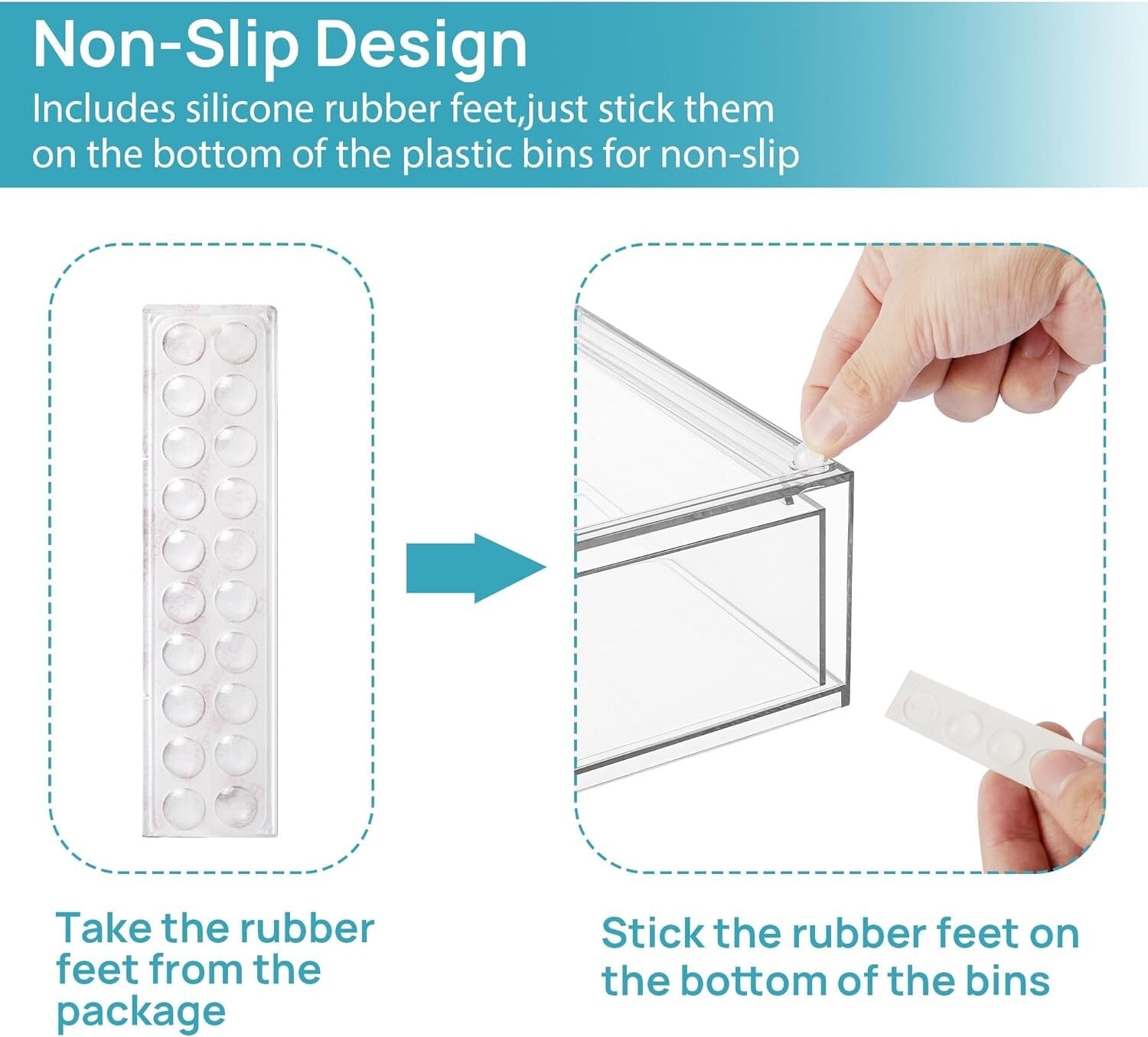 Clear Stackable Organizing Drawers - Set of 6 for Kitchen, Bathroom, and Beyond