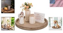Load image into Gallery viewer, Rustic Luxury Brown Wooden Tray - Beaded Decorative Centerpiece for Living Room