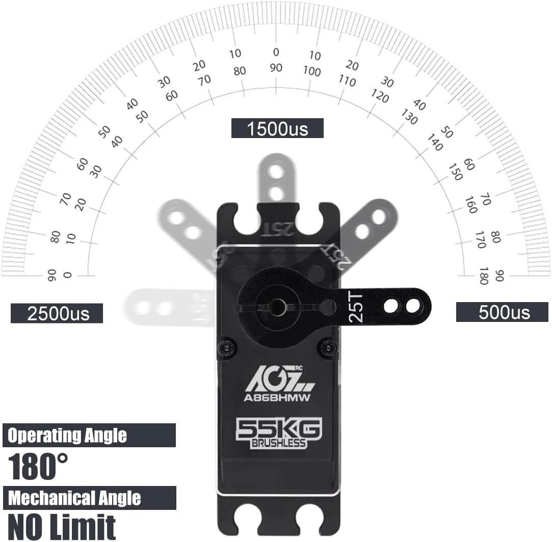 55KG High Torque Programmable Waterproof Brushless RC Servo Motor for 1/10 Cars