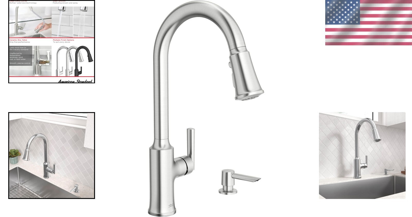 Durable 1-Hole Kitchen Faucet with Retractable Sprayer - Elegant Stainless Steel