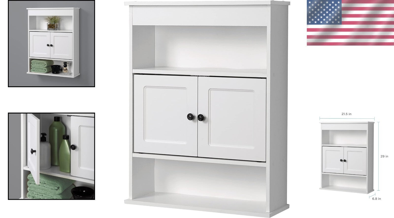 Stunning White Wooden Wall-Mounted Cabinet - Ideal for Bathroom or Utility Rooms