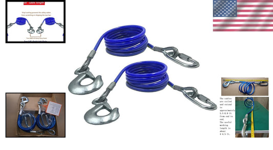 Weather-Resistant 68 Inch Trailer Safety Cables – Pair of 12,000 Lbs Strength