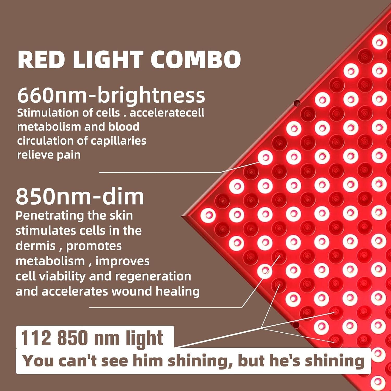 Dual Wavelength LED Red Light Therapy Device for Skin Health & Joint Pain Relief