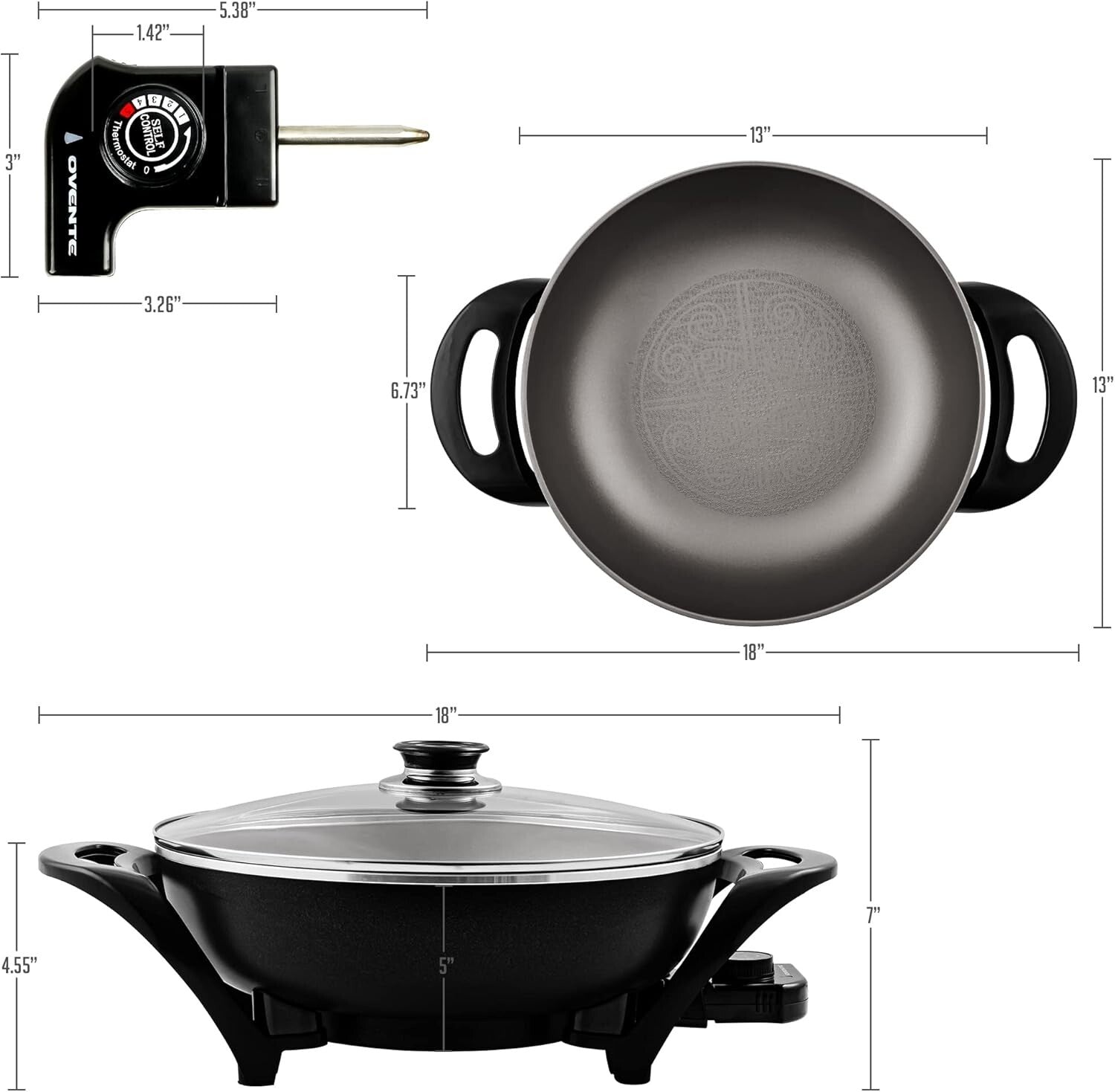1400W Electric Skillet: Adjustable Temp & Nonstick, Perfect for Family Meals