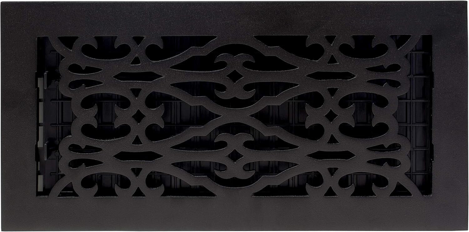 Durable 6 x 14 Inches Cast Iron Victorian Floor Register - Tool-Free Install