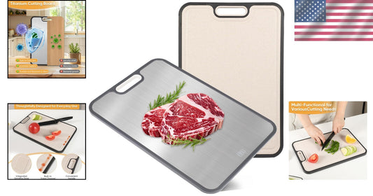 Large 15" GR2 Titanium Cutting Board with Built-in Juice Groove - Versatile Prep