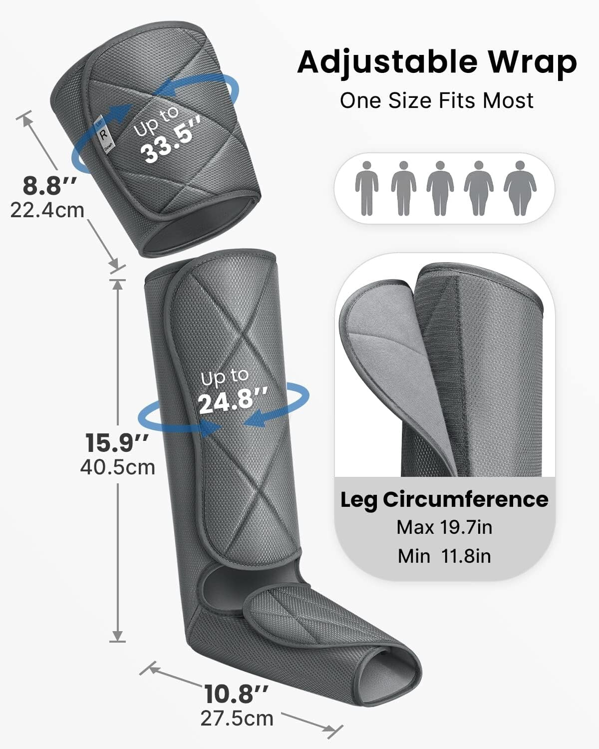 Effective Leg Massager with Heating Therapy for Ultimate Relaxation - Grey