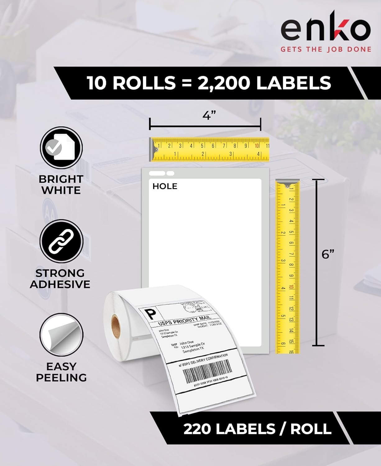 Eco-Friendly 4x6 Blank Shipping Labels - Compatible with Dymo & Zebra Printers