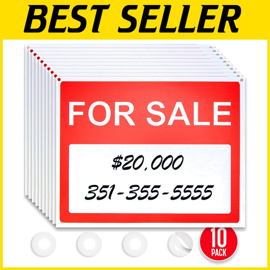 Eye-Catching For Sale Vehicle Signs - 10 Pack - Weather-Resistant & Easy to Use