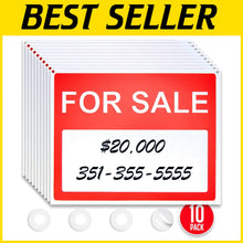 Load image into Gallery viewer, Eye-Catching For Sale Vehicle Signs - 10 Pack - Weather-Resistant &amp; Easy to Use