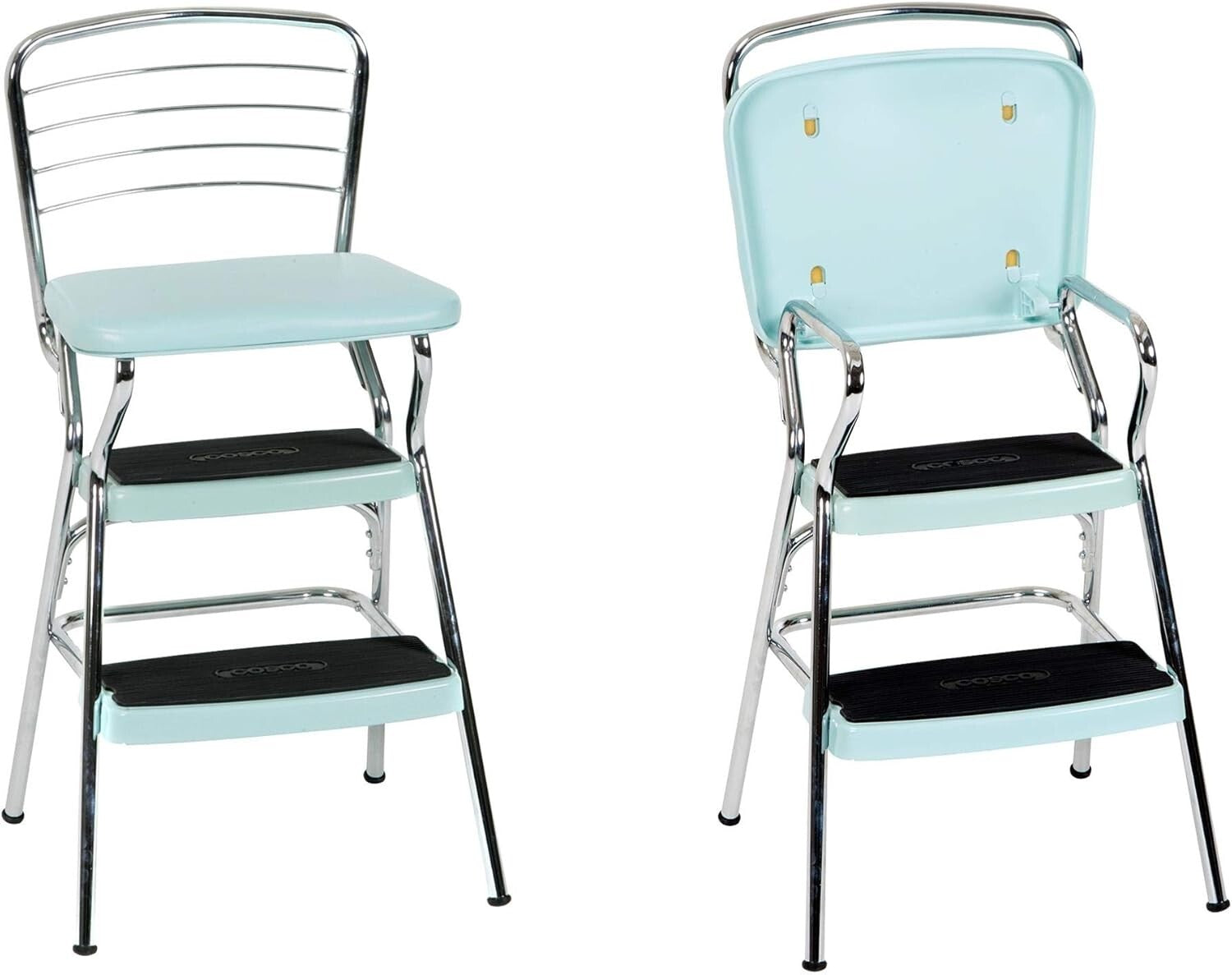 Functional Teal Chair with Flip-Up Step Stool and Non-Marring Legs - Adult Size