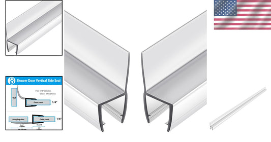 Easy-Install Frameless Shower Door Seal: 78" Long Silicone Strips for 1/4" Glass