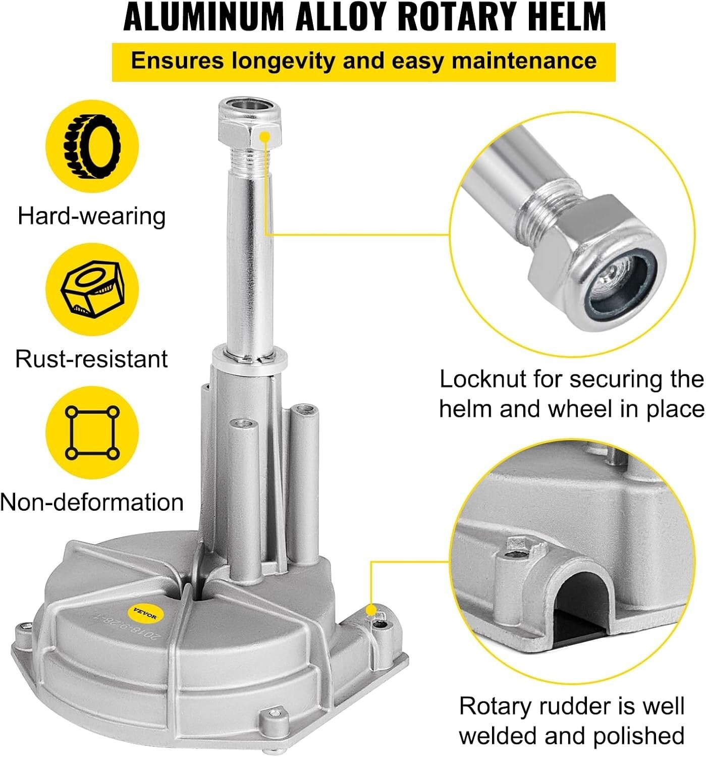 Durable 13.5" Rotary Steering System Kit - Rust-Resistant Marine Design