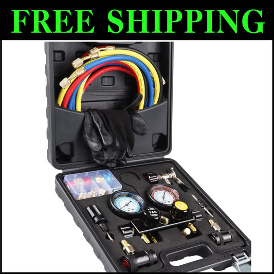 User-Friendly 4 Valve AC Gauge Set for R1234YF/R134A - Efficient Diagnostics