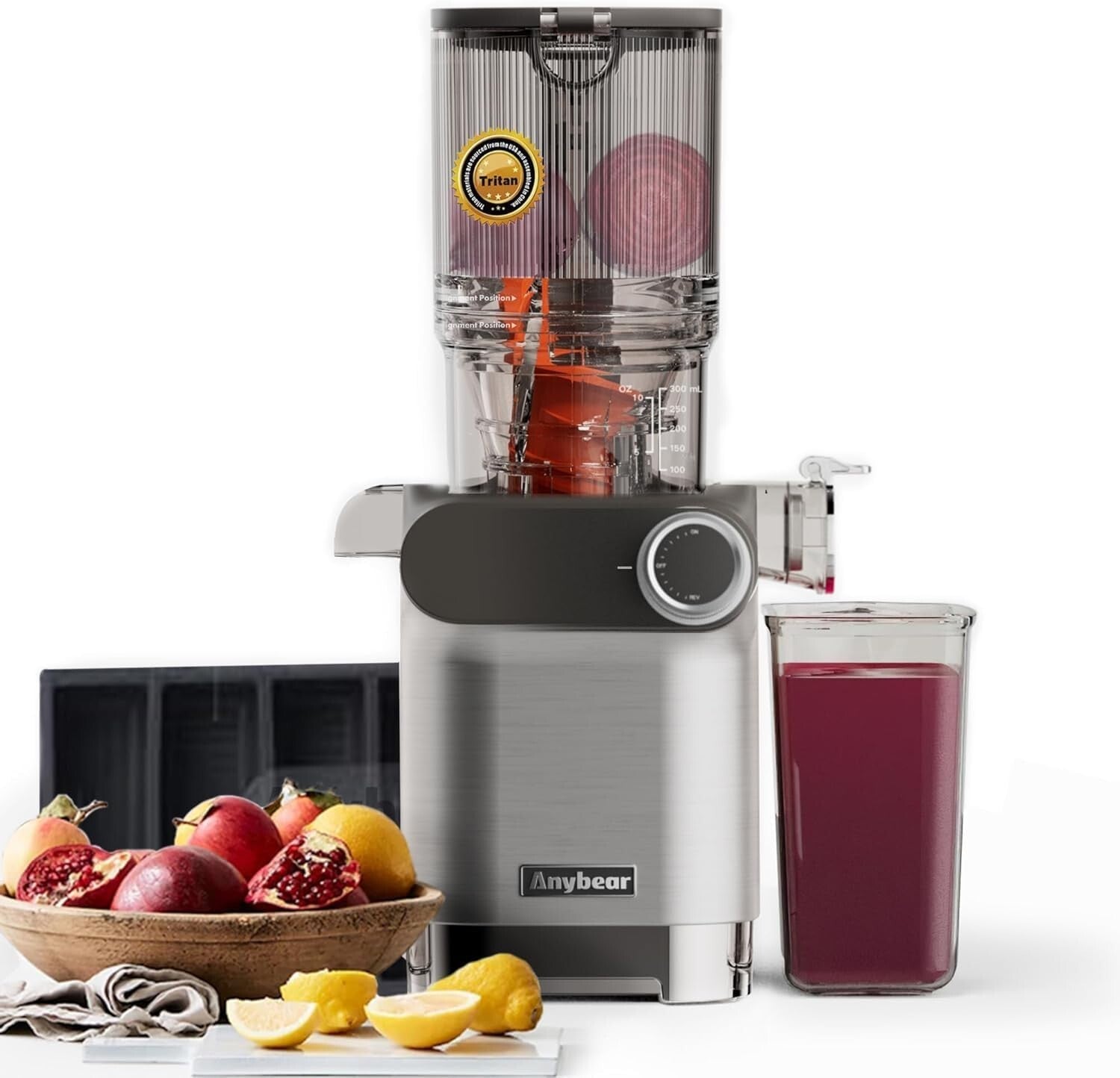 High-Torque Slow Juicer: 4.3" Large Feed Chute & Baby Food-Grade Material