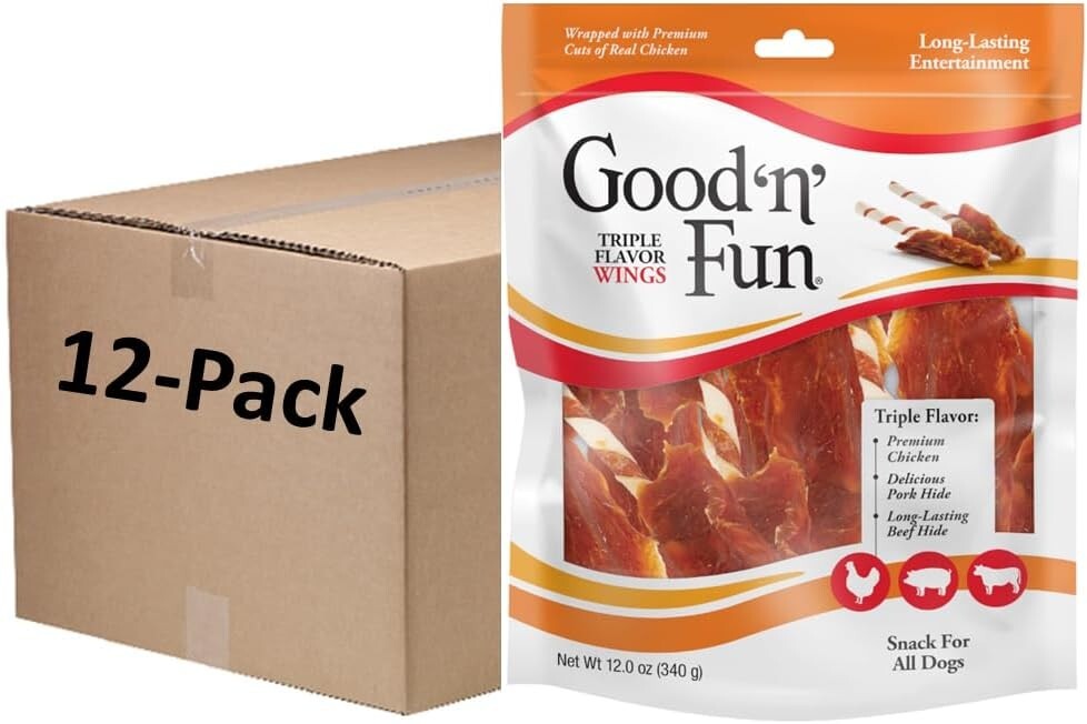 Good ‘n’ Fun 12 Pack Triple Flavor Chews for All Dogs - Delicious & Nutritious