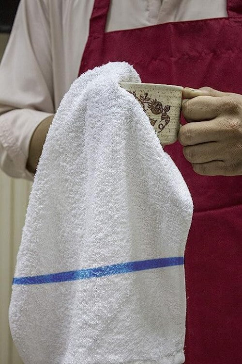 Durable Lint-Free 60 Pack of Blue Stripe Terry Towels - Eco-Friendly Solution