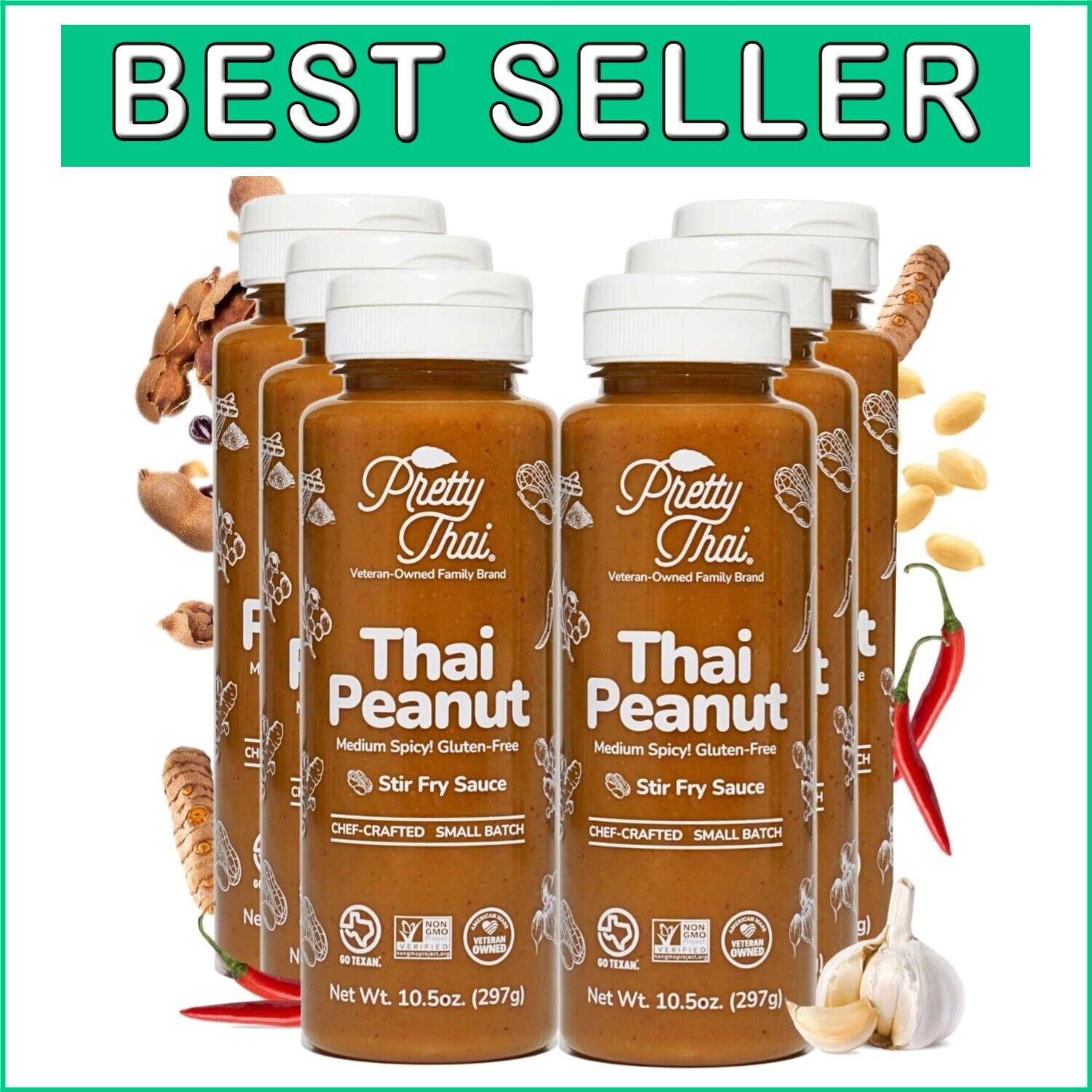 Easy-to-Use Gluten-Free Peanut Sauce - Perfect for Stir Fry & Dipping Pack of 6