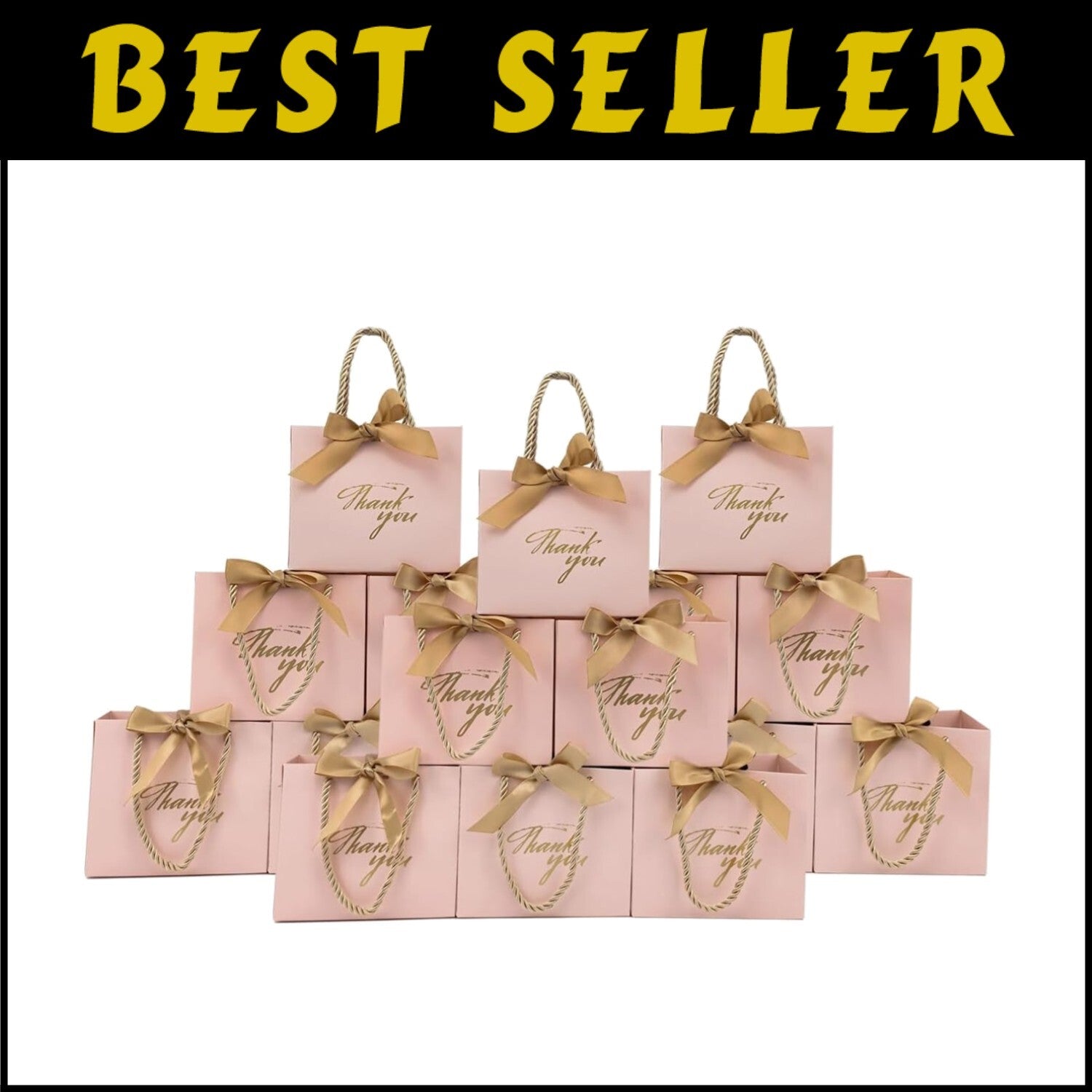 Mini Pink Gift Bags for Baby Showers & Weddings - 5.5x2.5x4.7 Inches - 100 Count