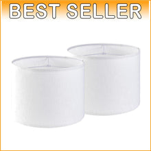 Load image into Gallery viewer, Modern 2-Pack White Linen Drum Lampshades – Perfect Replacement for Any Room
