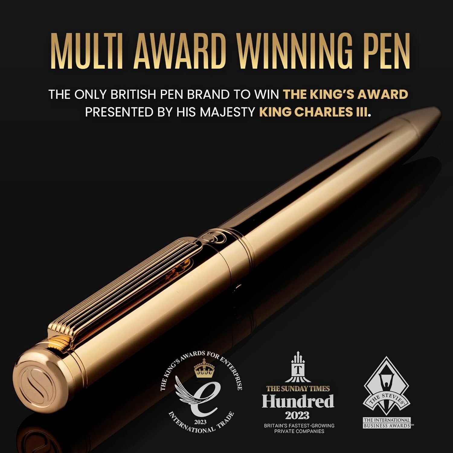 Stylish Gold Ballpoint Pen with Schmidt Black Refill - Sophisticated Design