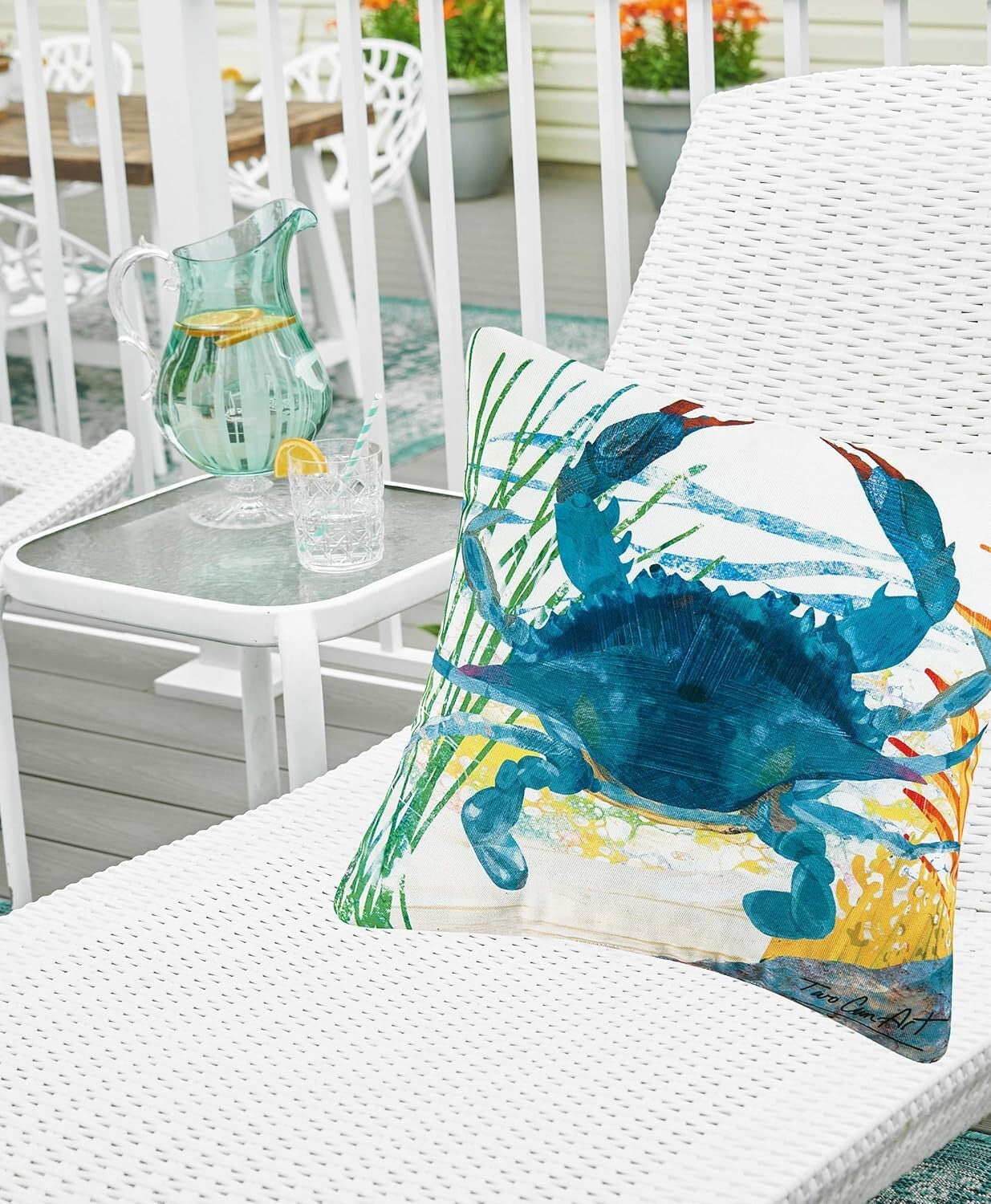 Vibrant 18x18 Blue Crab Outdoor Pillow - Perfect Nautical Decor for All Spaces