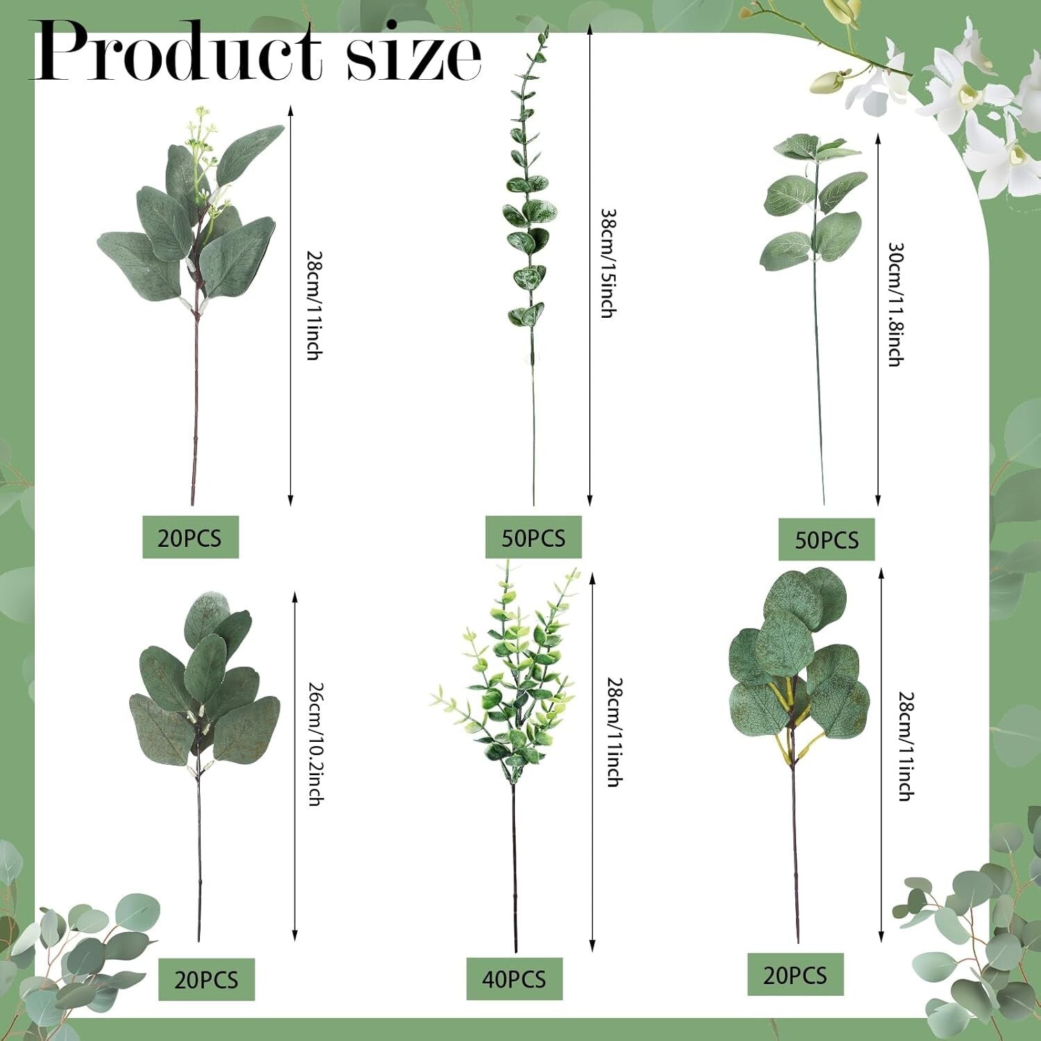 200 Pcs Water-Resistant Mixed Eucalyptus Stems for Elegant Floral Arrangements