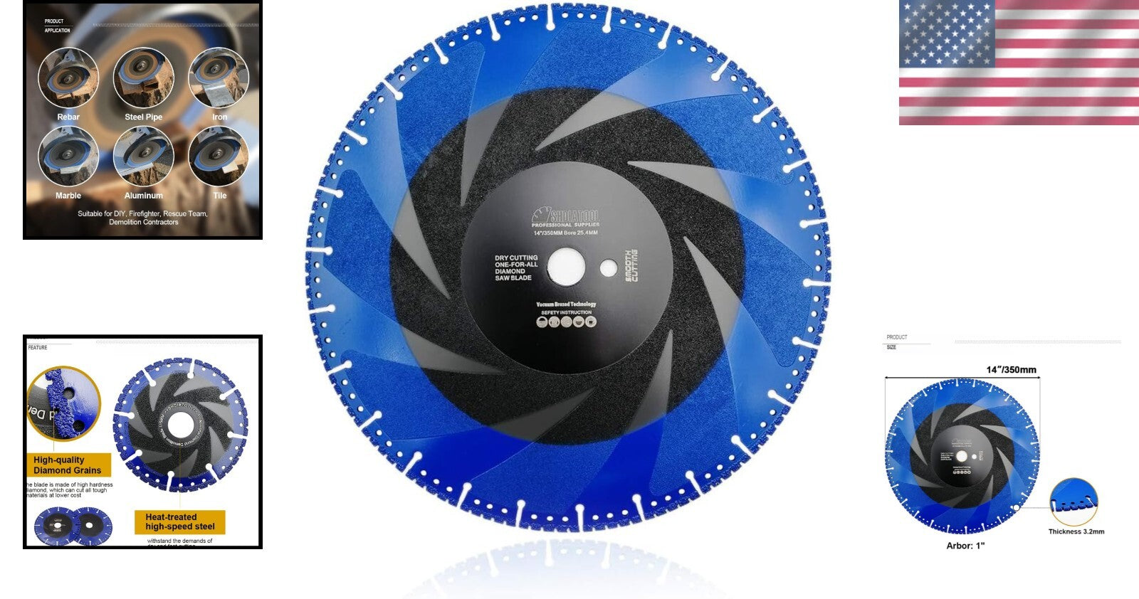 Durable 14 Inch Diamond Blade with Abrasive Coating for Long-Lasting Performance