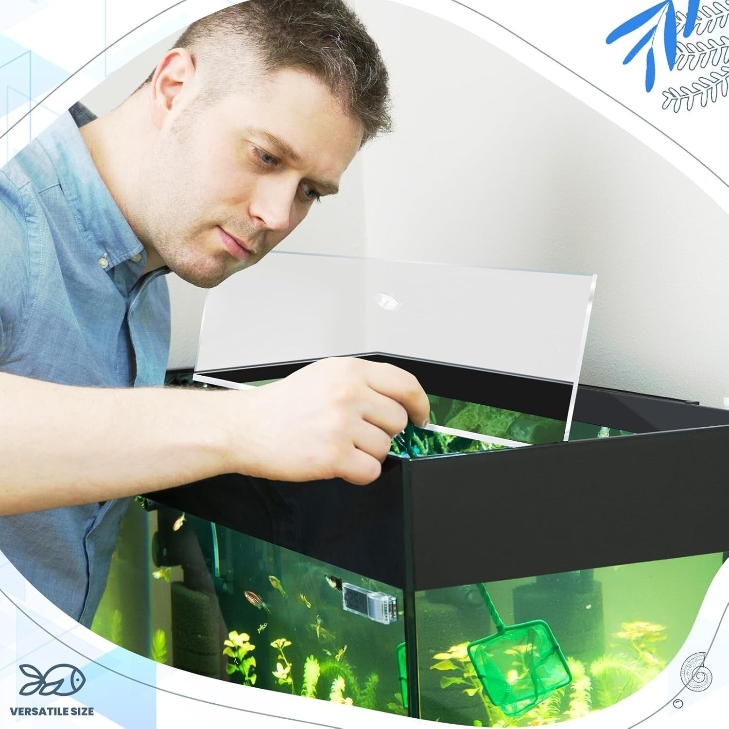 Versatile Acrylic Fish Tank Lid with Handles - Easy-Fit 48 x 13 Canopy Set