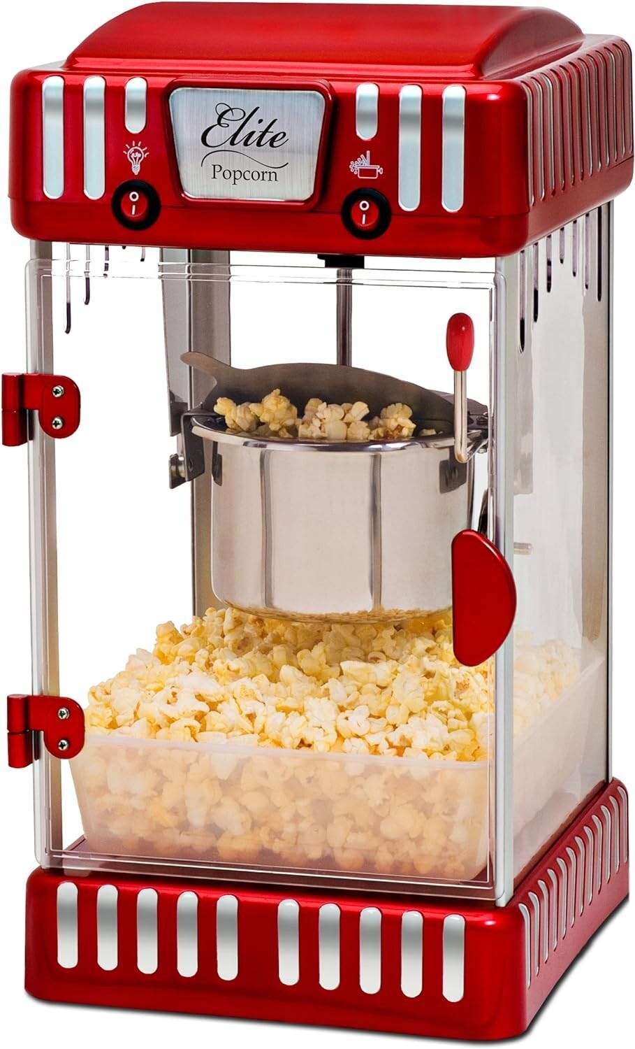 Elegant Red Plexiglass Popcorn Popper - 2.5 oz Capacity with Serving Tray