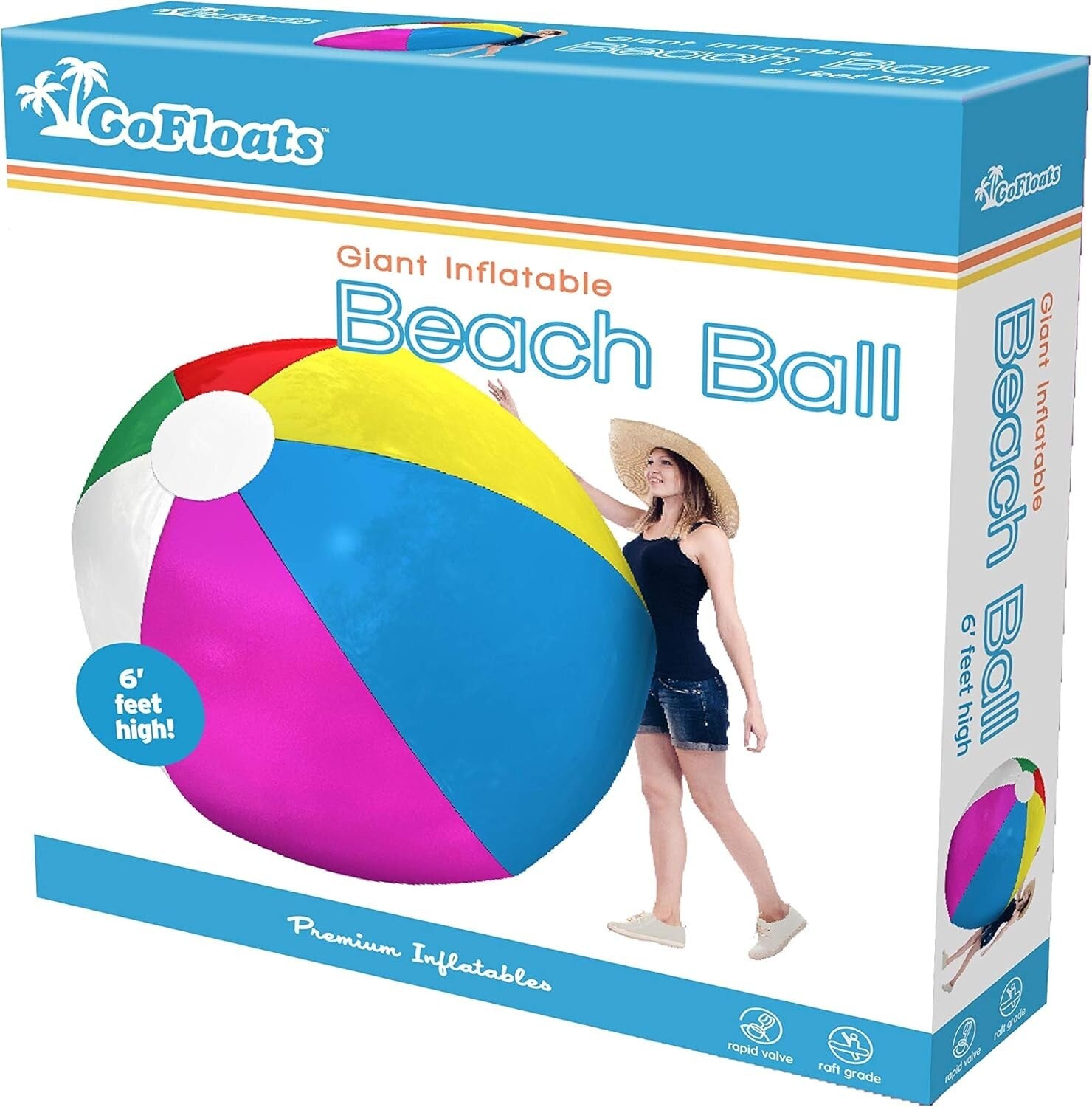 Extra Large 6 ft Inflatable Beach Ball with Quick Inflation – Fun for All Ages