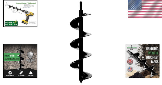 3x12 Garden Auger Drill Bit with Non-Slip Hex Drive for Effortless Planting