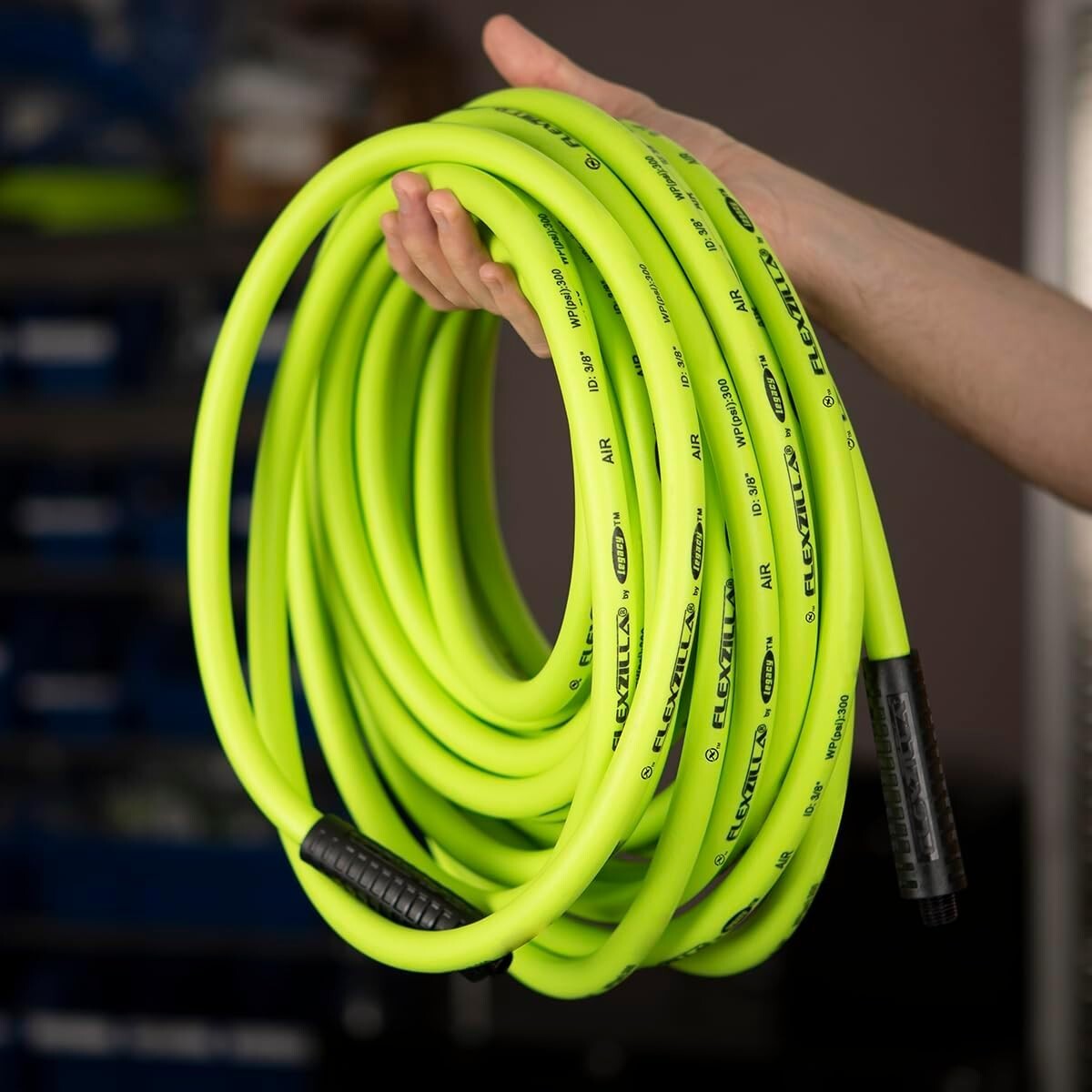 Air Hose 100ft x 3/8in - Extremely Flexible Hybrid Polymer, 300 PSI Max Pressure