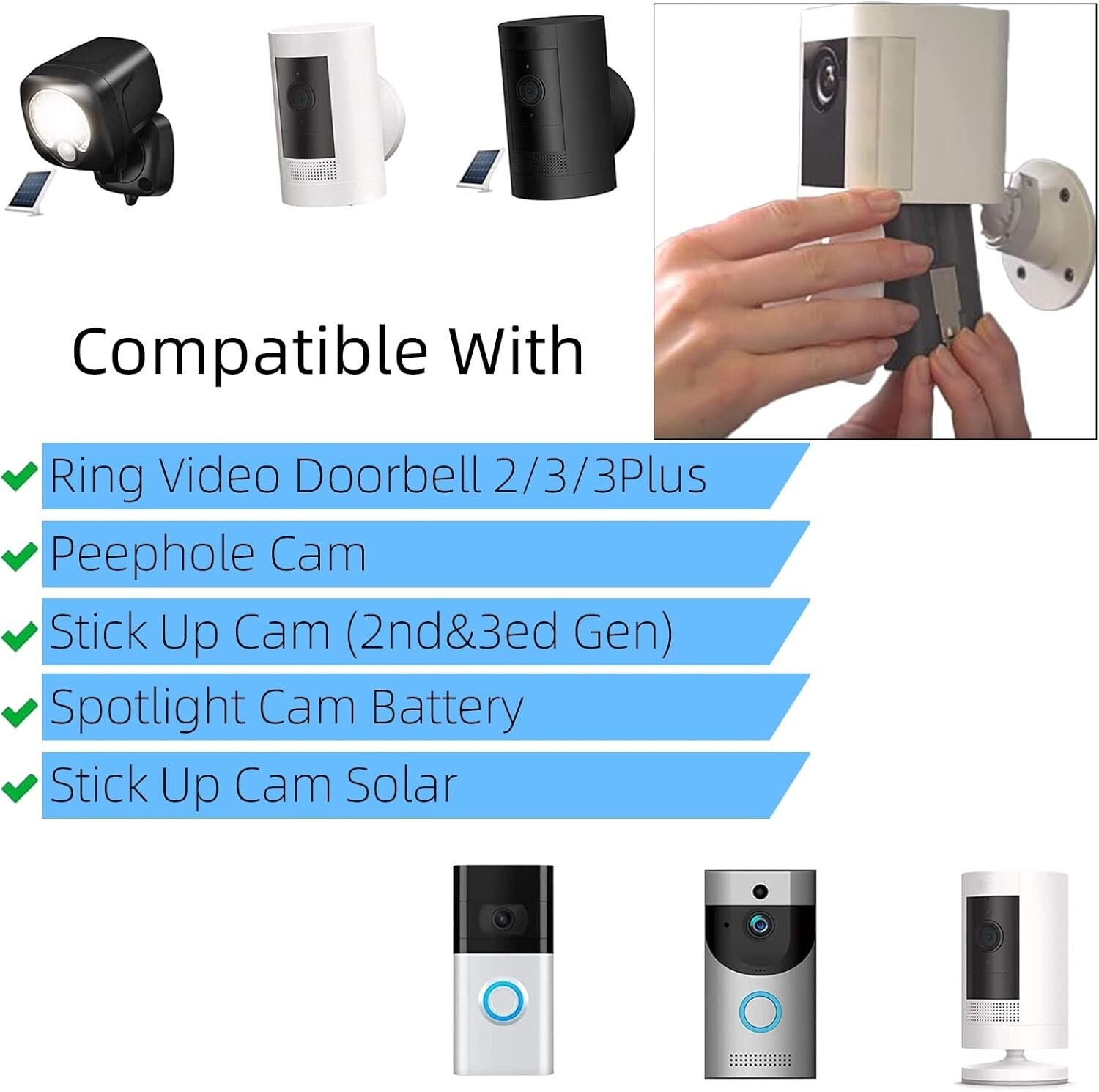 Rechargeable 6040mAh Battery Pack & Charger for Ring Doorbell and Spotlight Cam