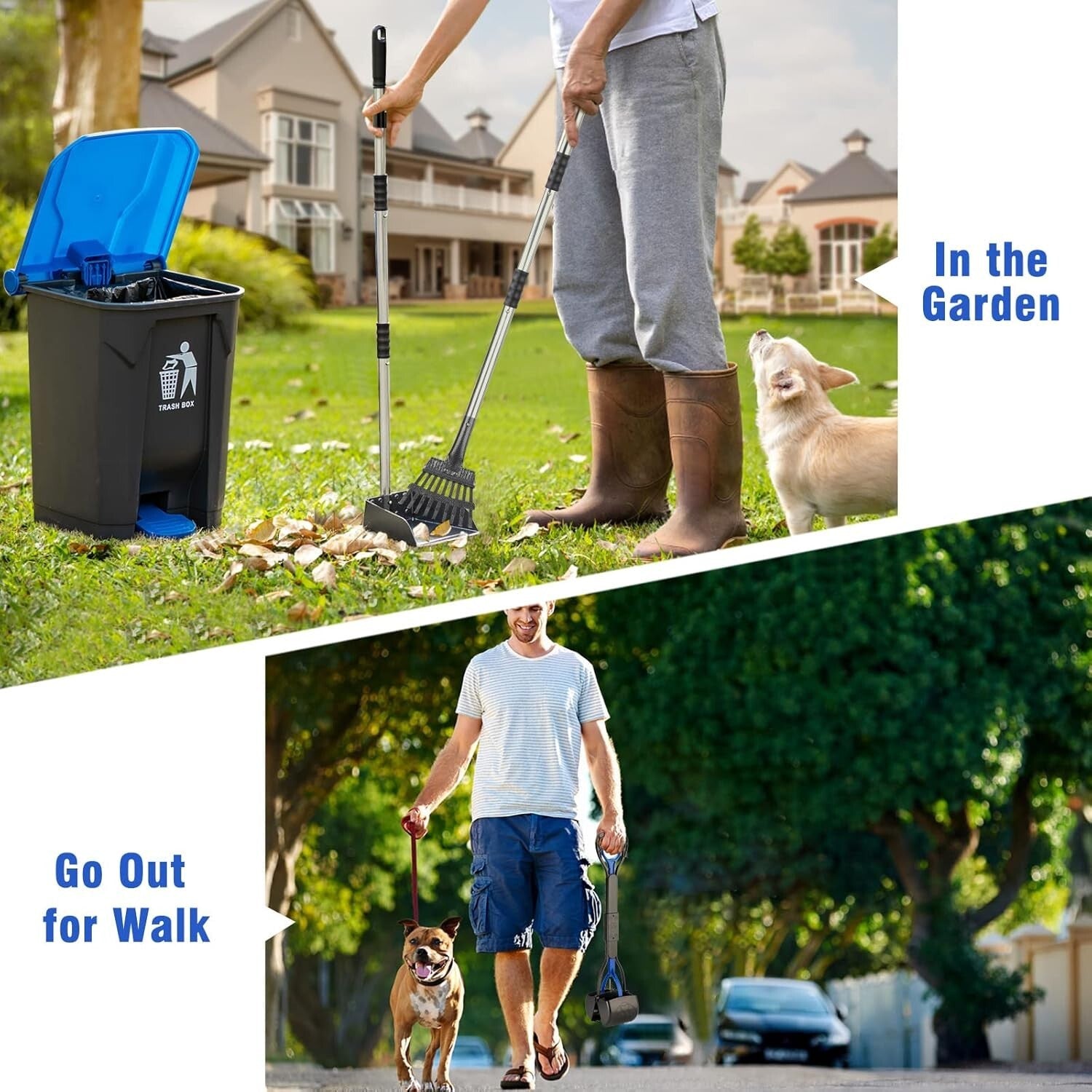 Effortless Pet Waste Clean-Up: Adjustable Pooper Scooper with Locking Bin