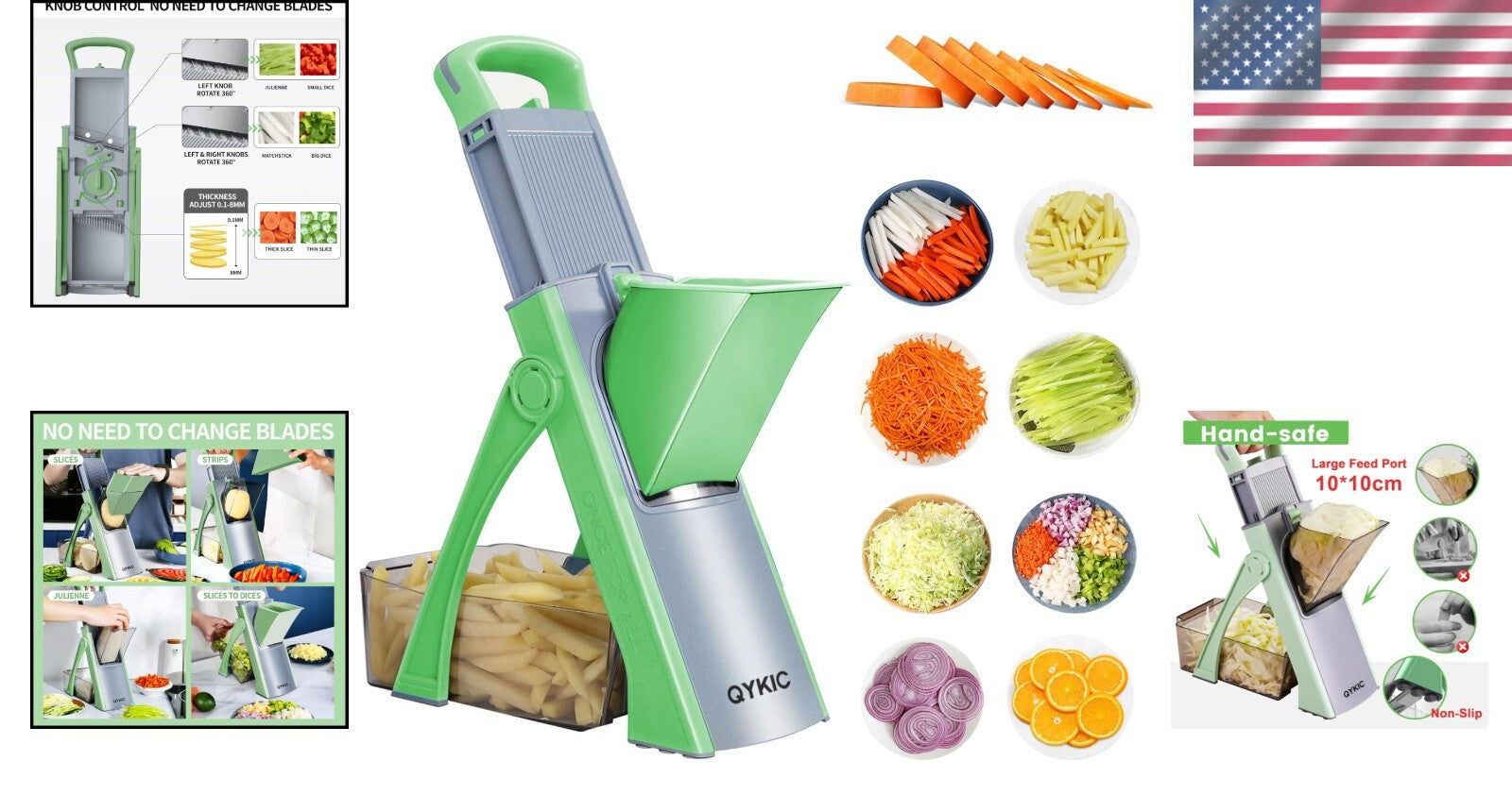 Durable Stainless Steel Mandoline Slicer - Safe Vegetable Chopper for Home Use
