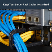 Load image into Gallery viewer, Horizontal 1U Cable Management Organizer with Steel D-Ring Hooks - EIA Compliant